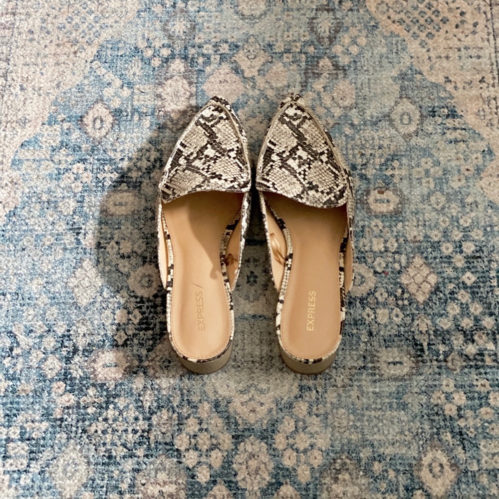 Express Snakeskin Mules